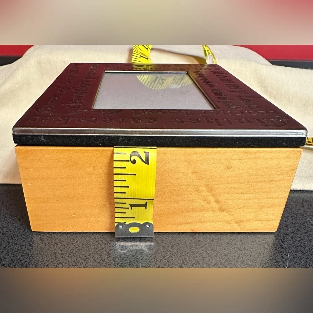 Mother’s Wooden Jewelry Box with Metal Photo Frame Lid